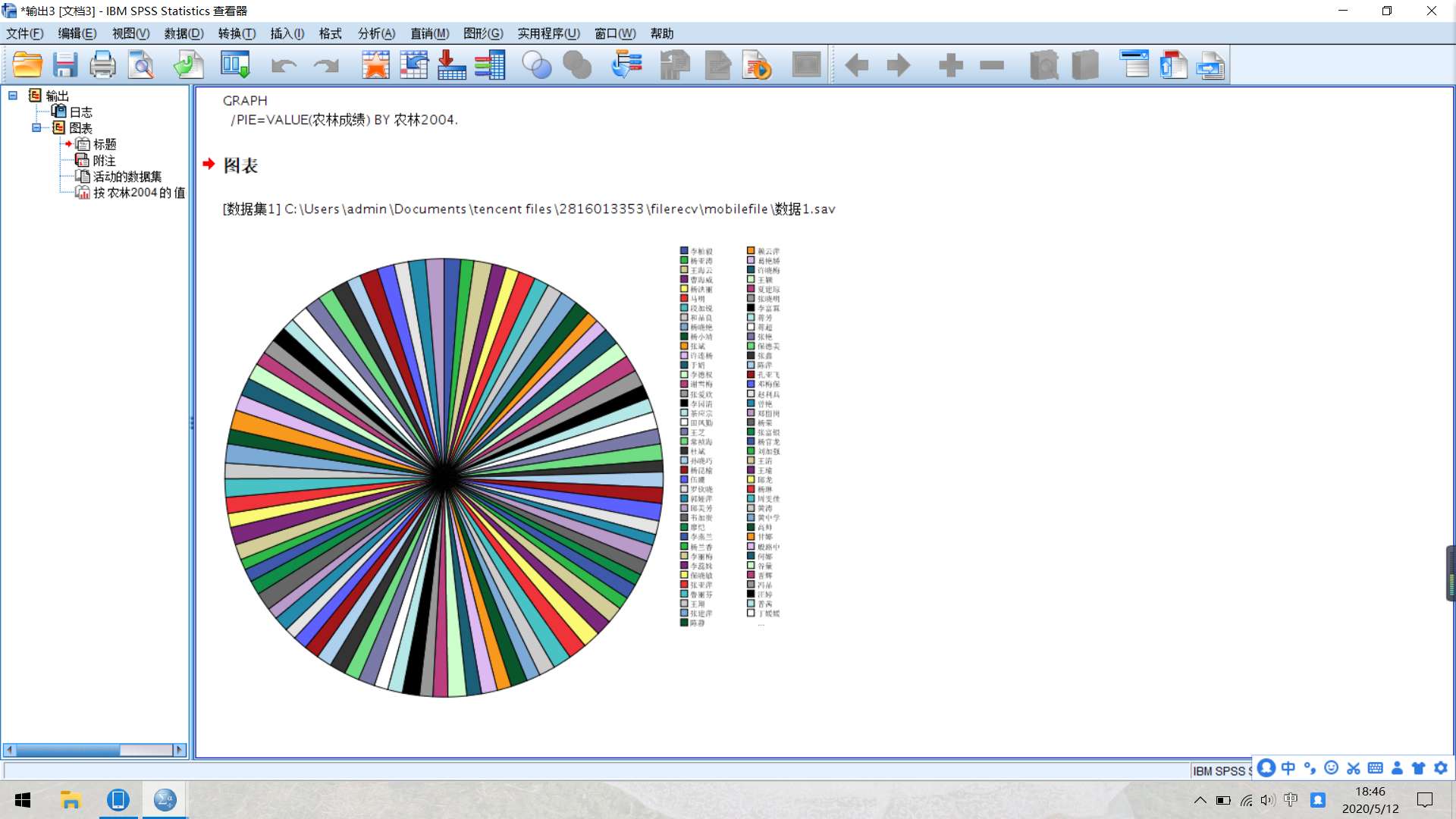 spss 中如何对成绩进行分组制作饼图?