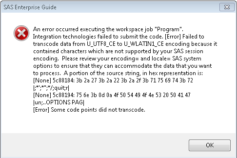 SAS error message