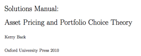 1000币求Kerry Back 《Asset pricing and portfolio choice theory