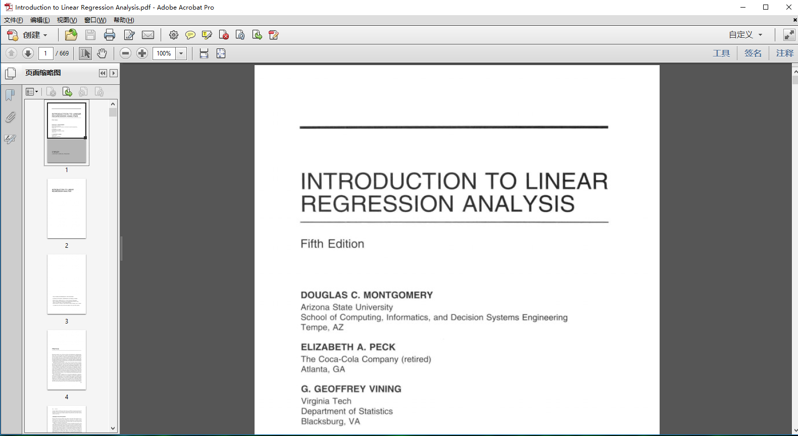 Introduction To Linear Regression Analysis 5th Edition Douglas 清晰完整版 计量经济学与统计软件 经管之家 原人大经济论坛