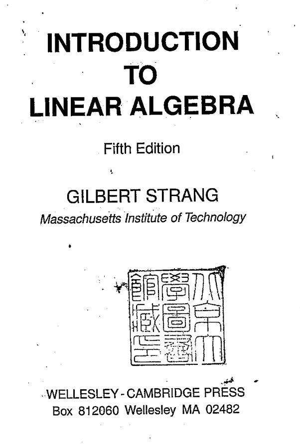 撕书制做introduction to linear algebra 5th 线性代数第5版gilbert 