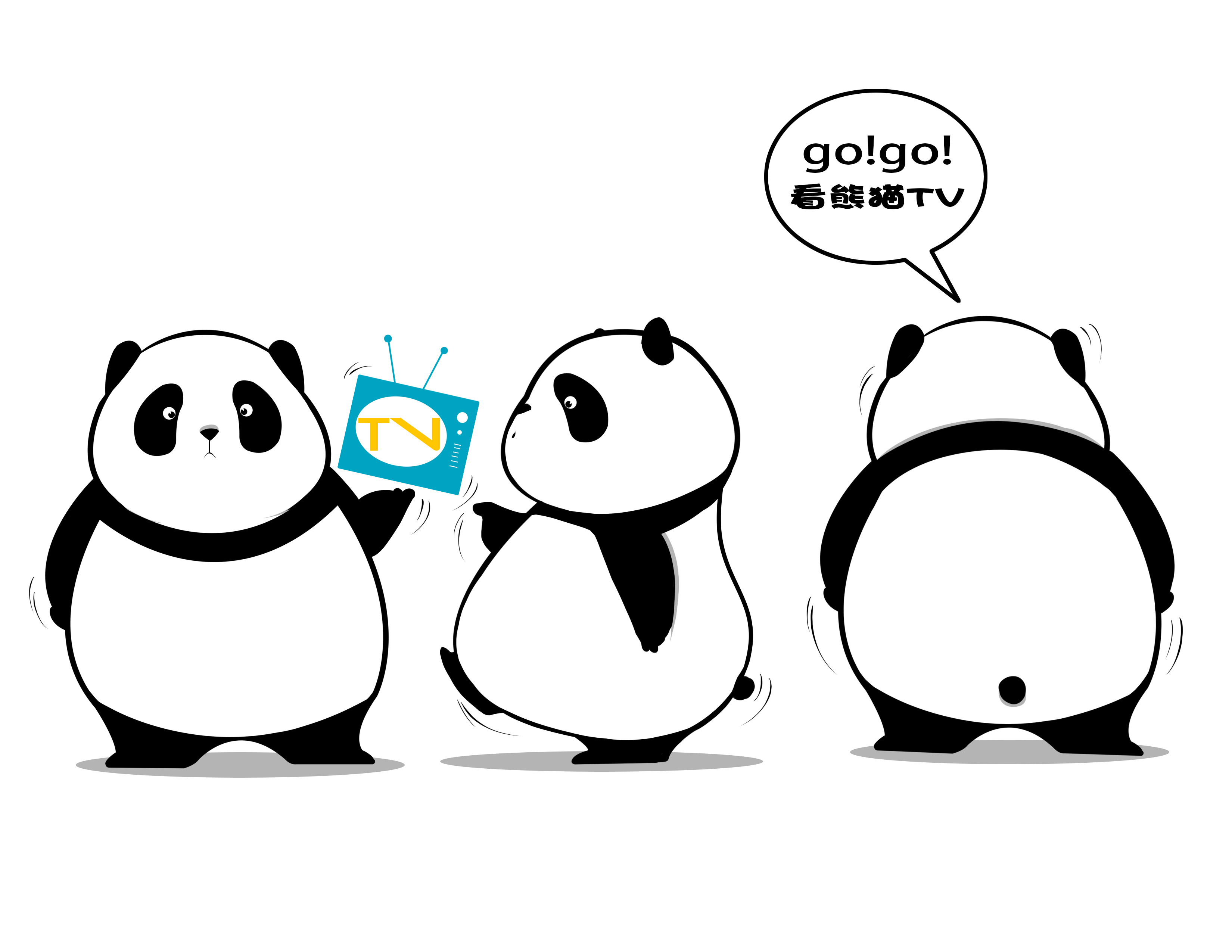 卡通熊猫三视图图片